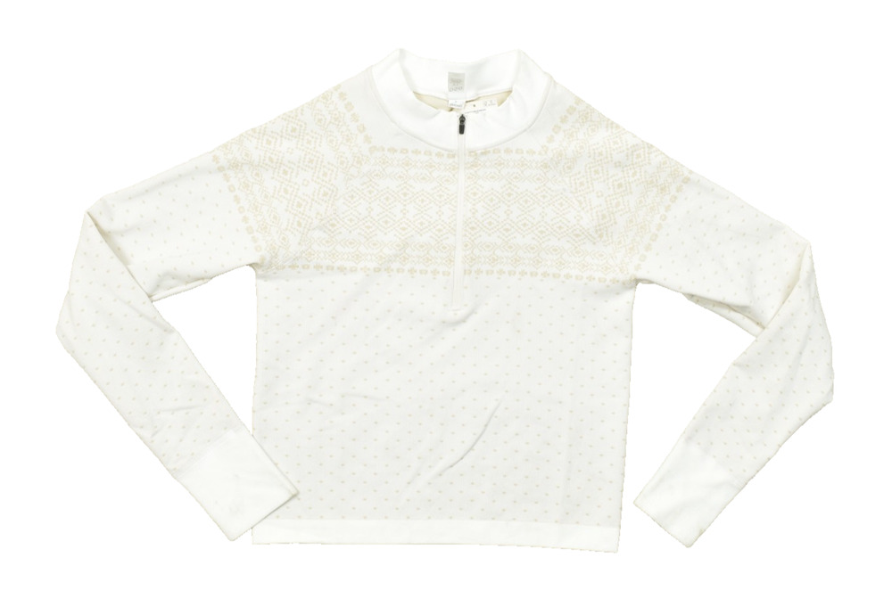 DSG Momentum Seamless Women's XL Pure White Fair Isle 1/4 Zip Pullover Stained